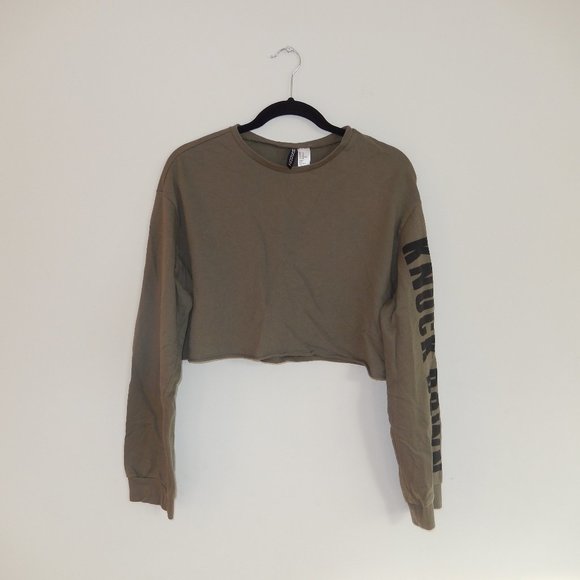 Divided Tops - Olive Crop Top - Bundled=FREE